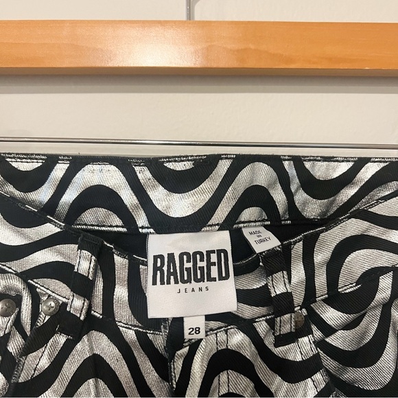 The Ragged Priest High Rise Straight Leg Wave Jeans Glitter Denim Silver / Black - Picture 5 of 9